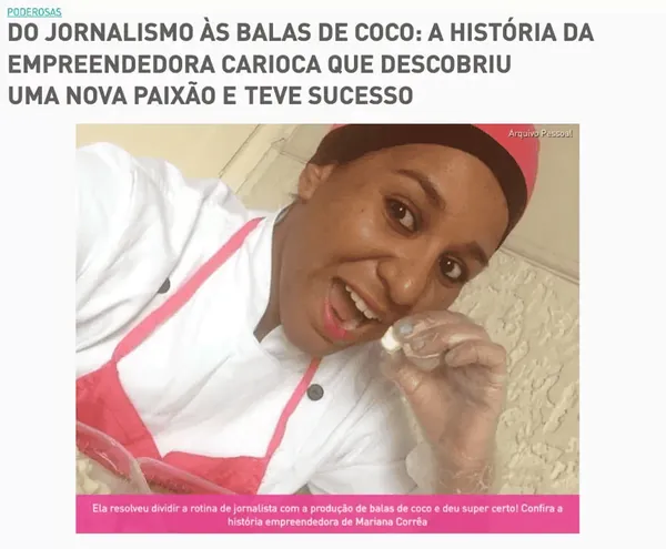 Matéria sobre balas de coco gourmet