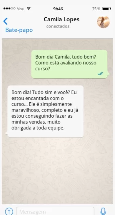 Depoimento de Camila Lopes no WhatsApp