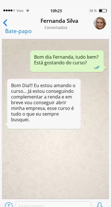 Depoimento de Fernanda Silva no WhatsApp