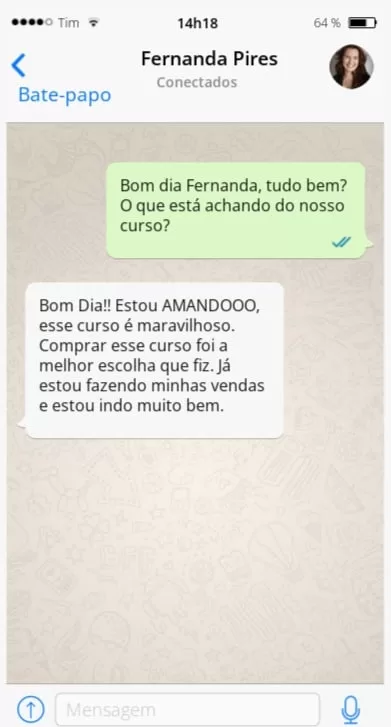Depoimento de Fernanda Pires no WhatsApp